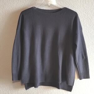 Cynthia Rowley 100% 2-ply Cashmere Taupe Gray Boxy Knit Boat-neck Sweater M